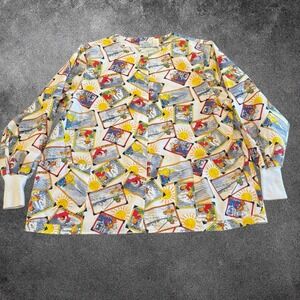 Vintage Sesame Street Scrub Top 2XL Cartoon All Over Print Big Bird Elmo Nurse